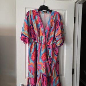 Colorful Abstract Midi Dress